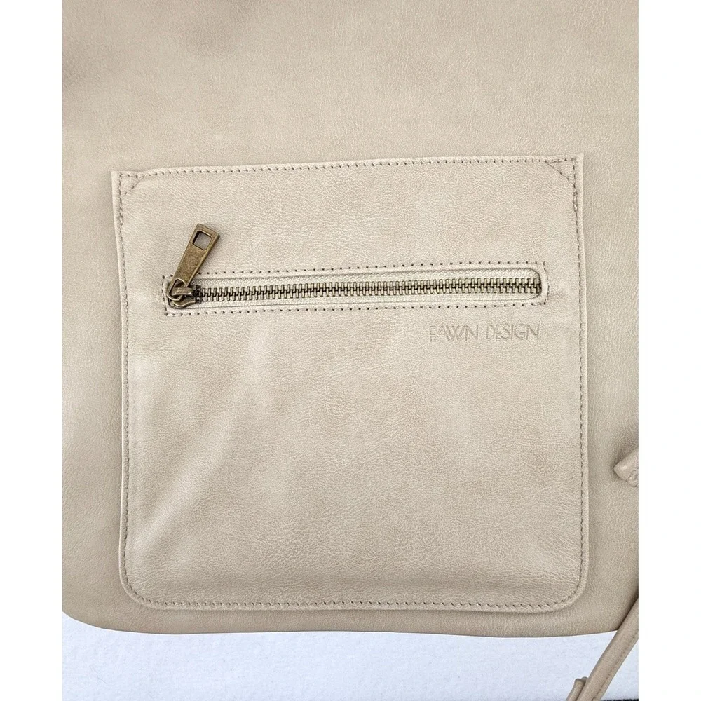 Fawn Design Beige Vegan Leather Backpack Tote Diaper Bag Minimalist‎